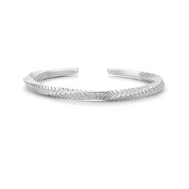 Kim Carrey S925 Sterling Silver Bracelet, Open Bangle Cuff Design, Men's Gift Jewelry for My Man (Twisted)