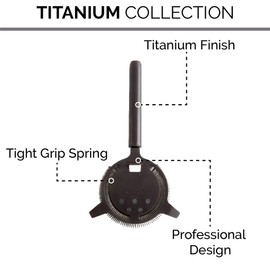 Hawthorne Stainless Steel Strainer | Professional Cocktail Strainer, Two Prong Cocktail Straining Tool for Bartenders and Mixologists, Titanium Coated by Root7