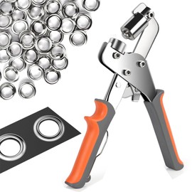 Bibykivn Eyelet Pliers for Tarpaulins and Fabrics - Professional Eyelet Pliers with 300 Eyelets (Diameter 6 mm), Magnetic Eyelet Punch Made of Carbon Steel for Perfect for Leather, Belts, Awnings,