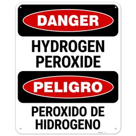 Sigo Signs, Danger Hydrogen Peroxide Bilingual OSHA Sign, 24x30 Inches, 55 mil Thick HDPS (high Density polystyrene), Made in USA