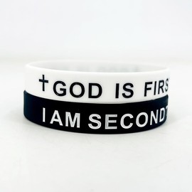 KZL GOD IS FIRST IM SECOND Inspirational Bracelets Christian Faith Rubber Bracelets for Women Men Engraved Bible Verses Cross Silicone Wristband Religious Jewelry Gifts -Set 5