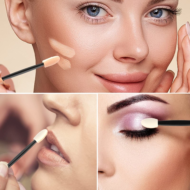 G2PLUS Pack of 100 Eyeshadow Applicator Disposable Eyeshadow Brush Dual