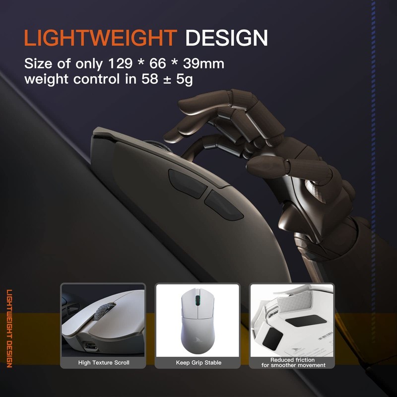 Darmoshark M3 Wireless Gaming Mouse,Tri-Mode 2.4G/USB-C/Bluetooth Mouse Up to 26000DPI,PAW3395