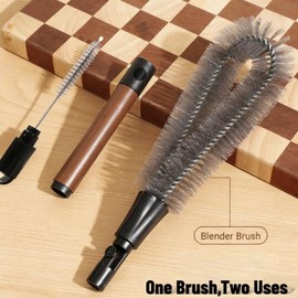 2-in-1 Detachable Blender Cleaning Brush for Vitamix & Ninja, Dual-Head Bottle Brush for Juicer, Cup Lid, Meat Grinder & Kitchen Appliances, Long-Handled Food-Grade Bristles for Deep Crevice Clean