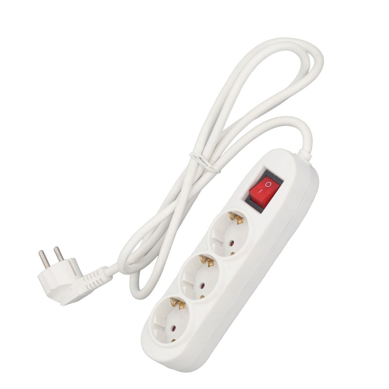 European Power Strip 3 Way ABS and Copper Multiple Outlet