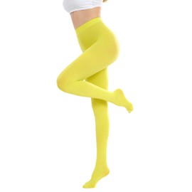 CozyWow Women's Tights, Elasticated, Semi-Opaque Tights in 25 Colours, 80 Denier, yellow