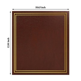 Vienrose Photo Album Self Adhesive Leather Cover D Ring Binder Vintage Printed Photo Book fits 4x6 5x7 Memory Book with Blank Sticky Pages for Travel Wedding 50 Sheets / 100 Pages, Retro Red