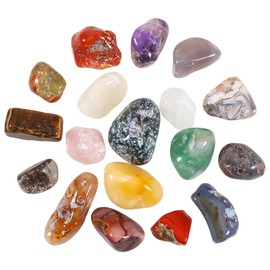 Zourglow 18-Piece Healing Stones Crystals Set, Natural Polished Chakra Stones Set, Colourful Healing Stones Gemstones Set for Meditation, Grounding, Chakra, Reiki, Balance, Soothing