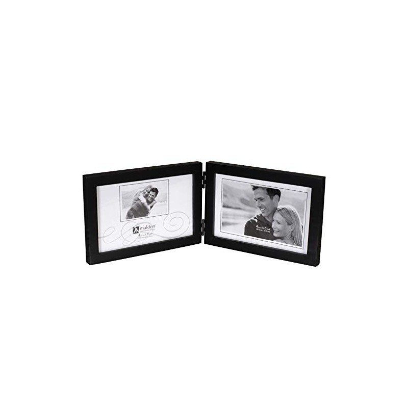 Malden International Designs Black Concept Wood Picture Frame, Double Horizontal,