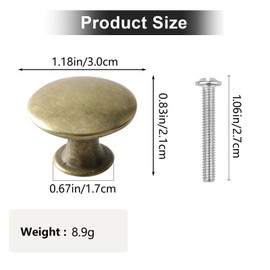 Mokife Drawer Knobs Antique Brass Pack of 12 Round Wardrobe Knobs Metal Furniture Button Handle with Screws for Chest of Drawers Furniture Cupboards Kitchen Cabinets Door 30 x 21 mm
