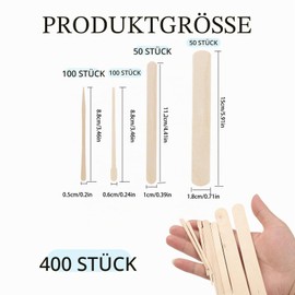 300 Pieces Wooden Spatulas for Hair Removal, Multifunctional Waxing Sticks Made of High-Quality Birch Wood for Face, Body, Eyebrows and Lips, Wooden Spatula Waxing (4 Different Styles)
