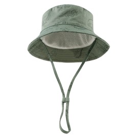 Zsedrut Dinosaur Baby Summer Hat Cotton Breathable Sun Cap with Mesh Lining Wide Brim Baby Kids Hats for Boys Girls (Dark Sea Green, 17.3"(0-3 Months), 0_Month)