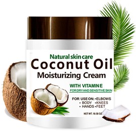 Nielies Coconut Oil Cream, Crema Corporal Coco, Crema de Coco, aceite de coco para el cabello, Crema Humectante de Aceite de Coco Extra Virgen,Delicado Aroma a Coco para Todo Tipo de Piel, 300gr / 10.58 oz