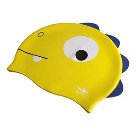 escualo Gorra de Natación Infantil, Silicona, Diseño Dino, Amarillo