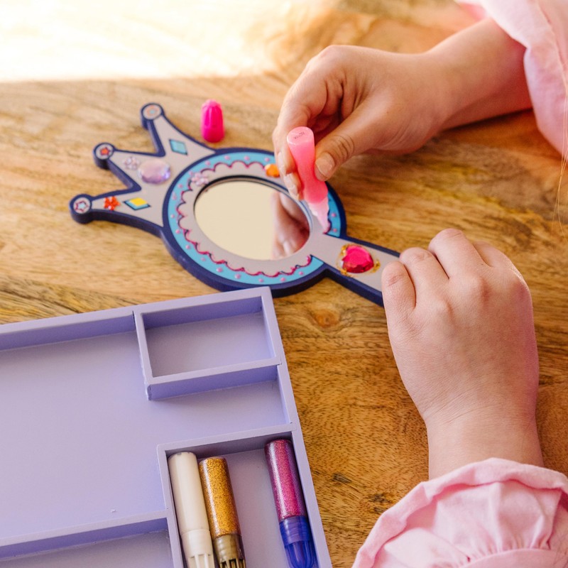 Melissa & Doug Decorate-Your-Own Wooden Princess Mirror Craft Kit