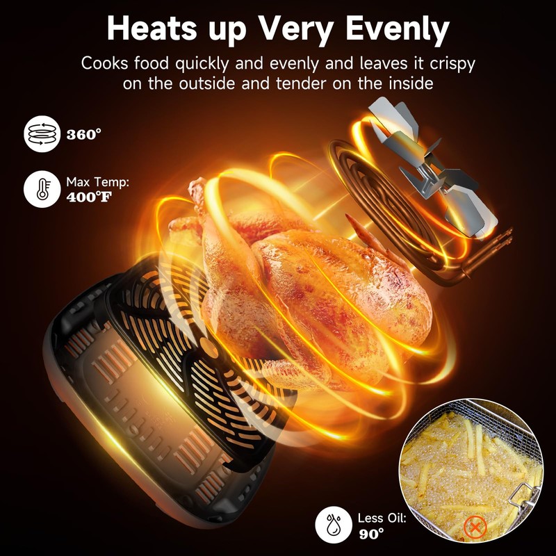 Air Fryer 4QT with Upper View Window, 8 Presets Digital