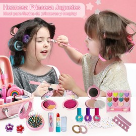 Maquillaje para Niños, Juguetes de maquillaje lavables para niñas, Kit De Juguete De Maquillaje para Niñas,set de Maquillaje De Simulación Con Estuche de Sirena para Niños de 4-12 Años Regalo De Cumpleaños Fiesta Navidad Juguetes