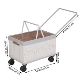 DCEHKR Collapsible Wheeled Crate with Lid, 55L Foldable Rolling Utility Cart, Portable Rolling Crate with 4 Universal Wheels, Handcart Shopping Trolley for Grocery, Office, Luggage (Grey)