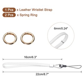 sourcing map Smooth Leather Wristlet Strap, Prevent Drop Wrist Lanyard Straps for Clutch Cellphone Keychain Wallet Purse (White)