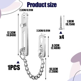 Security Door Chains for Front Door, Front Door Chain Lock, Stainless Steel Internal Doors Chain, Safety Chains Lock with 4 Screws, Security for Home, Hotel
