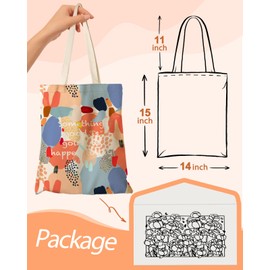 Miss Adola Aesthetic Canvas Tote Bag with Inner Pocket for Women Unique Funny Pattern Design Casual Sturdy Cloth Cotton Totes Bag with Pattern for Vacation, Shopping, Work, Gym - Colorful Words