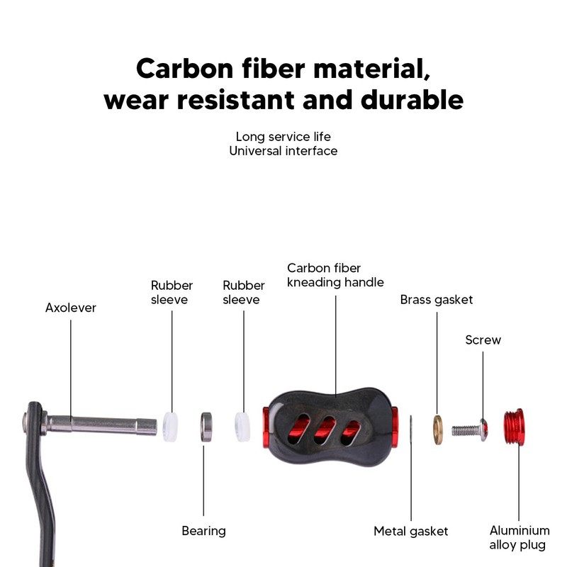 J-ouuo Fishing Reel Handle Carbon Fiber Double Handle Baitcasting D