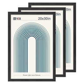 VCK 20x30 Black Poster Frame 3 Pack, Picture Frame with Exclusive Wood Grain, Studio & Home & Gallery Frame, Wall Hanging