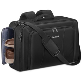 Vancropak Convertible Carry on Garment Bag with Backpack Straps, Airline Approved Travel Garment Duffel Bag with Shoe Compartment, Wrinkle Free Suit Carrier Business Suitcase For 15.6" Laptop, Black