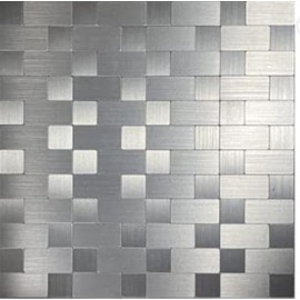 XUANINY Peel and Stick Metal Backsplash Tiles, Self Adhesive Aluminum Mosaic 3D Wall Sticker for Kitchen (Square +Rectangle Stainless Steel, 10 Sheets)