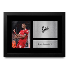 HWC Trading FR A4 Ryan Gravenberch Liverpool Gifts Printed Signed Autograph Picture for Football Fans and Supporters - A4 Framed