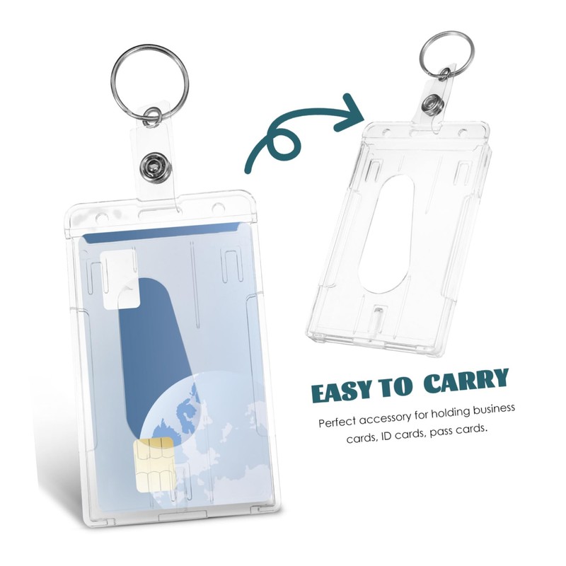 NUOBESTY 6pcs Transparent Id Holder with Thumb Slot Badge Sleeve