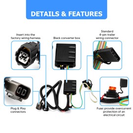 Wsays 4 Way Flat Trailer Wiring Harness Compatible with Hyundai Santa Fe Veracruz 2007-2019 Fit Kia Sedona Sorento 2007-2020 Factory Tow Package is Required