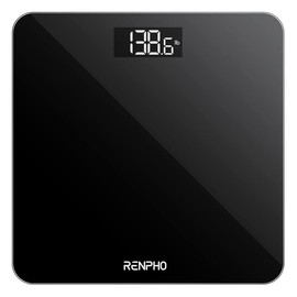 RENPHO Digital Bathroom Scale Accurate Weight Measurement Scale with Backlit LED Round Corner Design, Body Scale Weight up to 400 lb/180kg - Color: Black