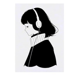'Girl with Headphones' Temporary Tattoo - Water Resistant, Skin-Safe, Non-Toxic Transfer (TO00073167)
