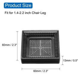 sourcing map 4pcs 3x3 in Rubber Furniture Caster Cups Square Chair Leg Floor Protectors Non-Slip Furniture Pads Grips Stoppers for Hardwood Floors, Grey (Fit 1.4-2.2 Inch Chair Leg)