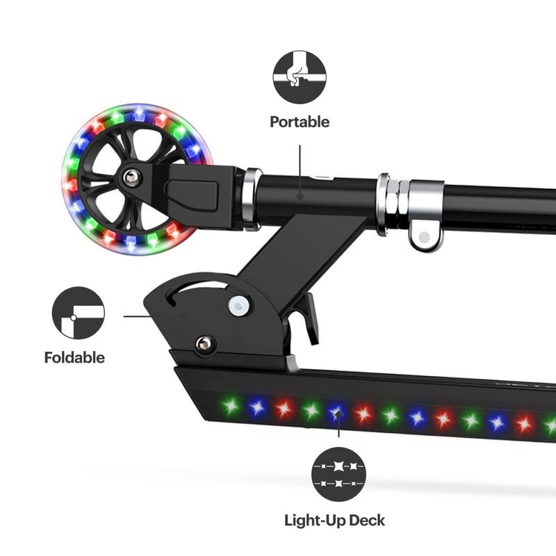 -Wheel Light-Up Kick Scooter, Light Up Deck and Wheels, Height