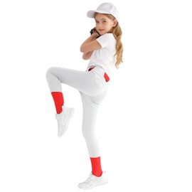 MIVEI Youth Girls' Utility Softball Pants - Low Rise 3/4 Length Knicker Style Tapered Leg Kids Baseball Pants Dual-Layer Knee White
