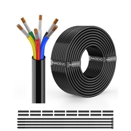 NAOEVO 18 Gauge Wire 6 Conductor Electrical Wire, 18 AWG Stranded PVC Cord, 12V Low Voltage/Tinned Copper/Flexible Cable for Automotive Wiring, Lamp Cord, Marine Cable (50FT)