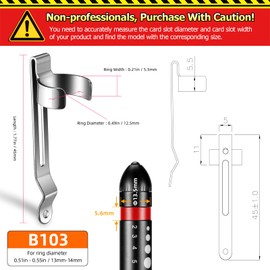 LIGHTFE B103 Flashlight Clip for 13-14mm Diameter, 5.5-5.9mm Slot Width - Stainless Steel Pen, Hat, Pocket, or Bag Clip