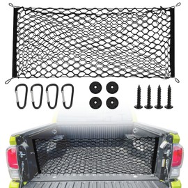 Truck Bed Cargo Net Stretchable, 51.2x17.8 Inch Elastic Storage Net with Hooks for Pickup Trucks, SUV Trunk, Cars & Trailers