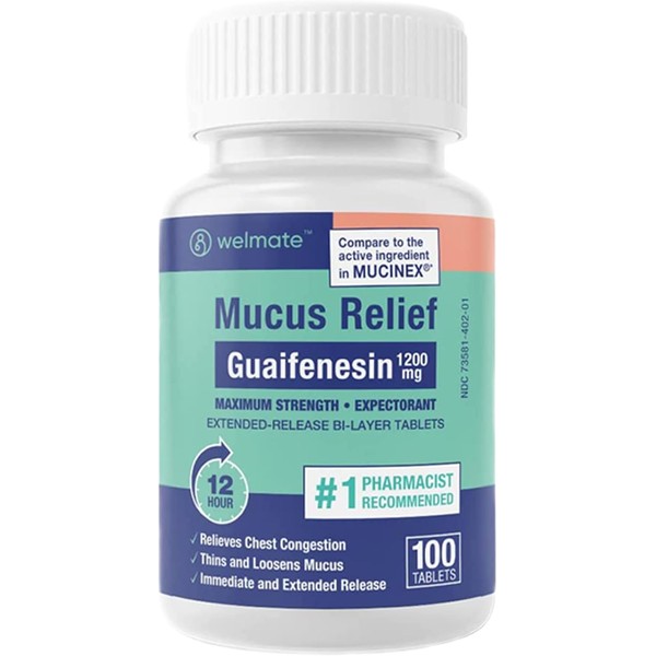 WELMATE - Mucus Relief - Guaifenesin 1200 mg Maximum Strength