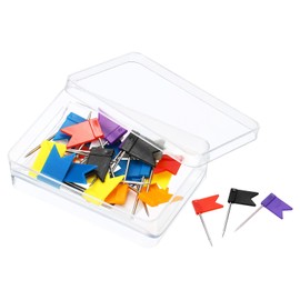 PATIKIL Flag Map Push Pins, 30 Pack Plastic Head Steel Point Travel Maps Tacks for Picture Hanging Home Office, Multicolor