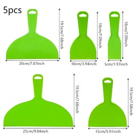 Pack of 5 Spatulas, Plastic Painter's Spatula, Tool Spatula Set, Plaster Tool, Plastic Spatula, Paint Scraper for Smoothing, Wallpaper, Plaster Cleaning (5 Pieces, Green)