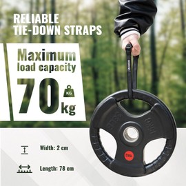 Qunature Tie Down Straps Pack of 2, Abrasion-Resistant Non-Slip Suitcase Strap Tie Down Straps Short for Outdoor Camping Bicycle Carrier Travel Suitcase Car Roof Luggage Tent Sleeping Bag Black