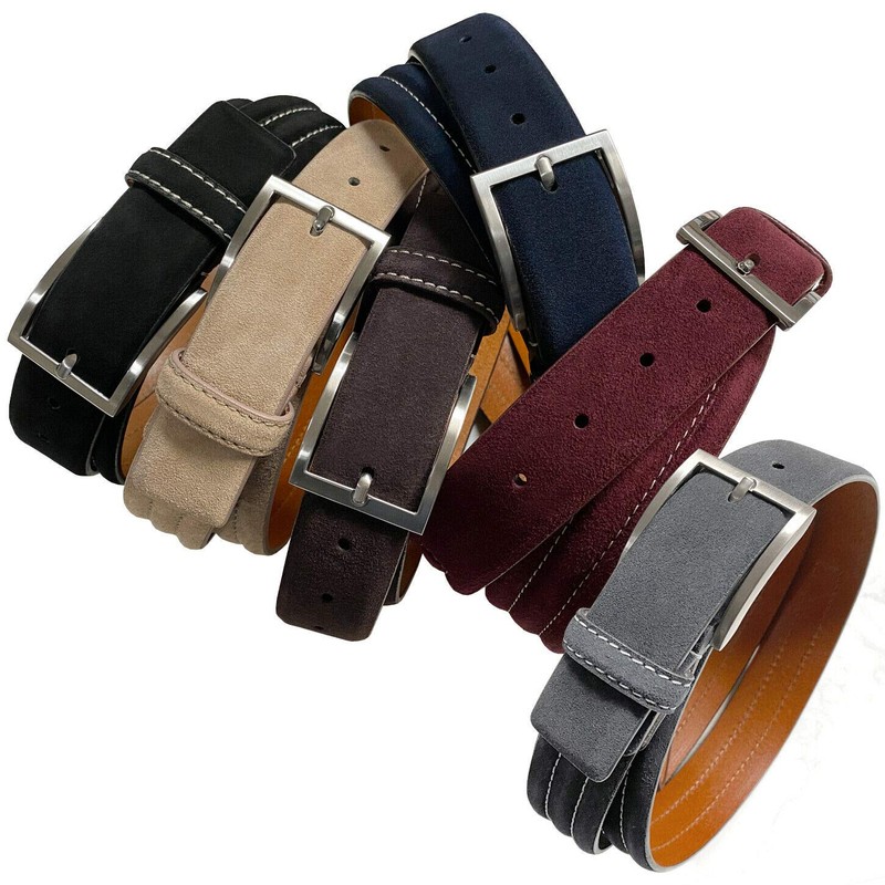 Men's Golf Genuine Suede Casual Dress Leather Belt 1-3/8" (35mm)