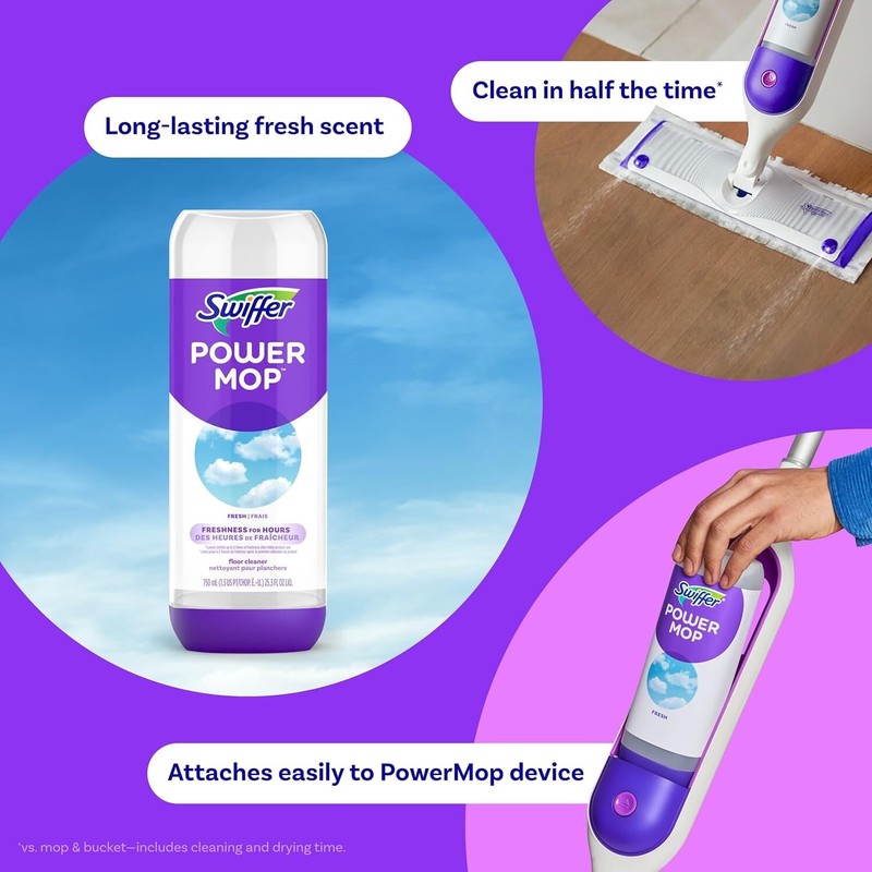 Swiffer Power Mop Floor Cleaning Solution Fresh Scent Floor Cleaner,25.3