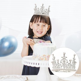 BESTOYARD Crown Tiara Mini Crown Hair Accessory for Children Birthday Wedding Princess Decoration Tool Hair Accessories Glitter Girls Hair Ornament (Silver), Pearl, alloy, rhinestone