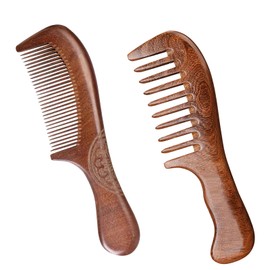 Pack of 2 wooden combs, sandalwood combs, anti-static fragrance comb coars, wooden comb hair comb with sandalwood fragrance, suitable for wet curls of all hair types, unisex