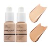 2 Pack PHOERA Foundation 102# Nude and 104# Buff Beige,Full