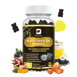 B BEWORTHS Black Seed Oil & Sea Moss Gummies | Black Cumin Seed Gummy with Ashwagandha, Irish Sea Moss, Elderberry, Turmeric, Vitamin D3, C, Zinc - Support Immunity, Joints, Digestion, Hair Growth